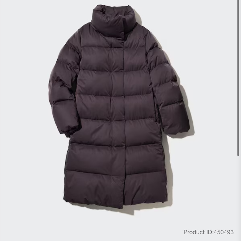 Uniqlo Powder Feel Down Long Coat Women's Puffer Jacket - Dark Purple